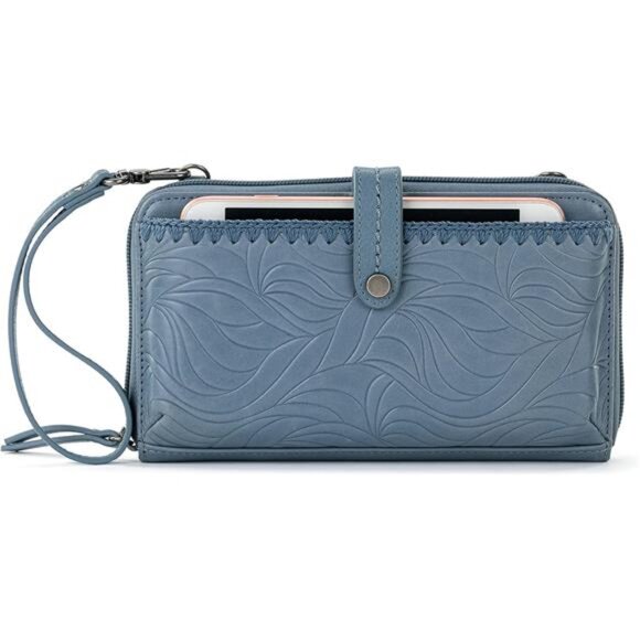 The Sak Redwood Crossbody Purse - Convertible Wallet & Phone Bag, Black Floral Emboss
